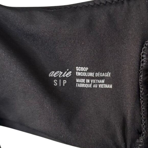 NWT Aerie Black Ruffle Scoop Bikini Top Size Small Swim Padded Adjustable - Picture 5 of 6